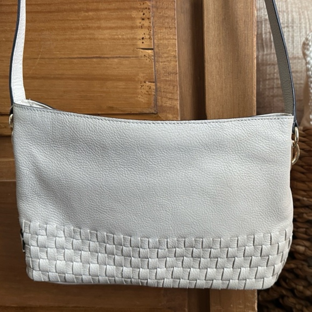Cole Haan Cream Woven Shoulder Crossbody Bag